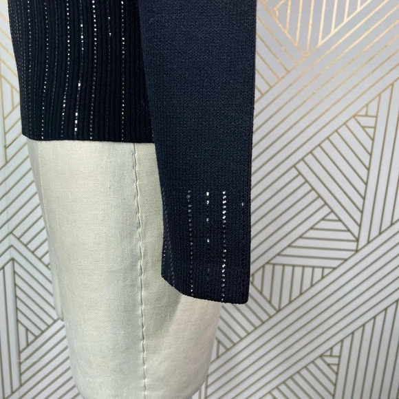 St. John Evening Sequin Black Santana Knit V-Neck Sweater Size‎ US 2 - Picture 6 of 12